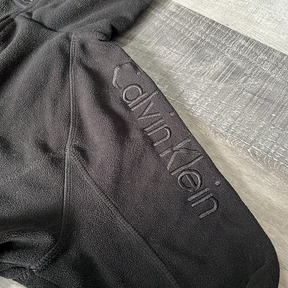 Y2K Calvin Klein Fleece Jacket Women’s sz XL Black Full Zip Pockets Performance - Picture 8 of 10